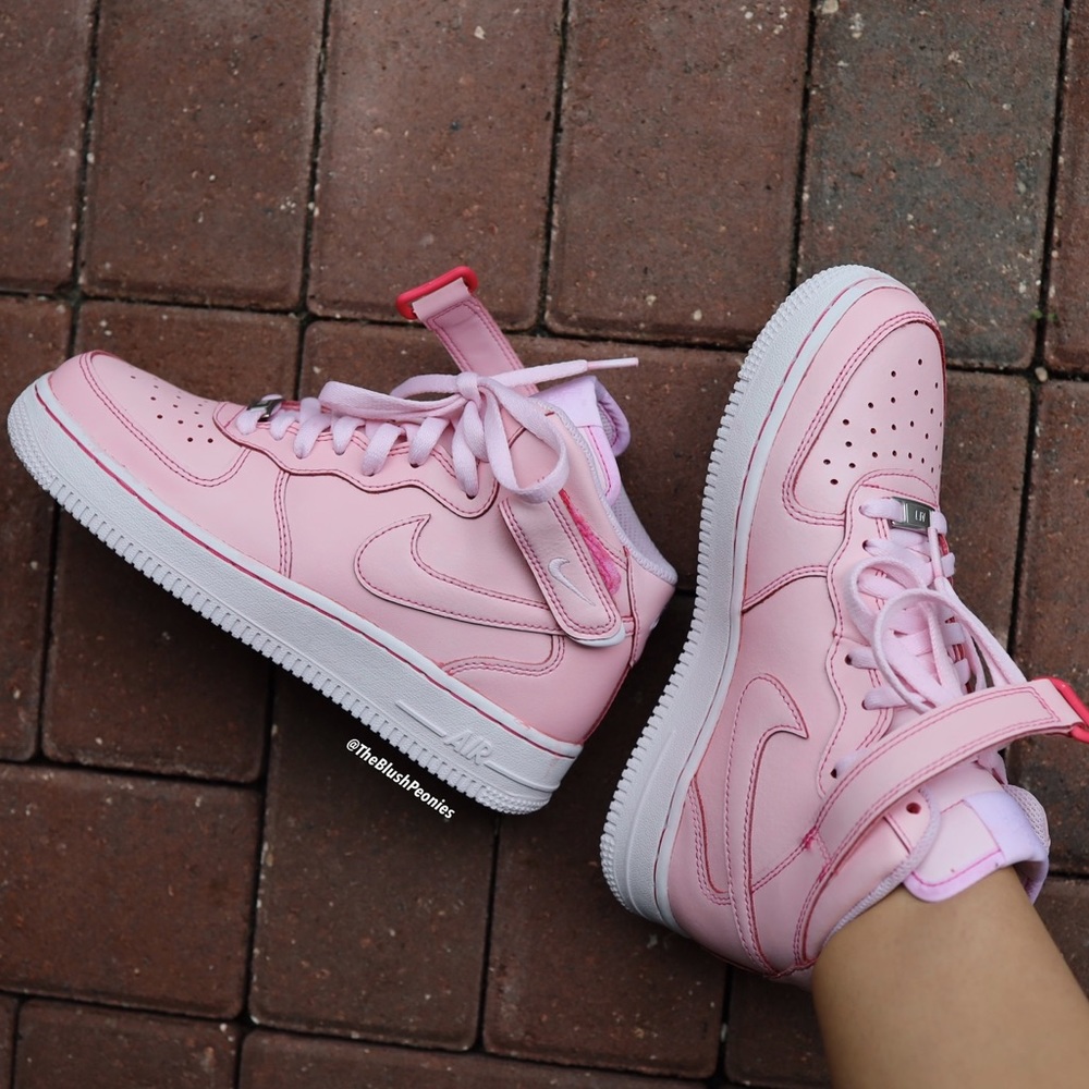 Nike Air Force 1 Mid Custom Pink Dip Dyed Sneakers - Picture 2 of 10